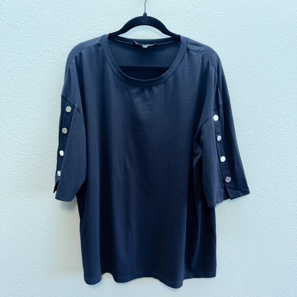 Eloquii Black Short Sleeve Button Detail Top - Size 18/20 - Picture 1 of 5